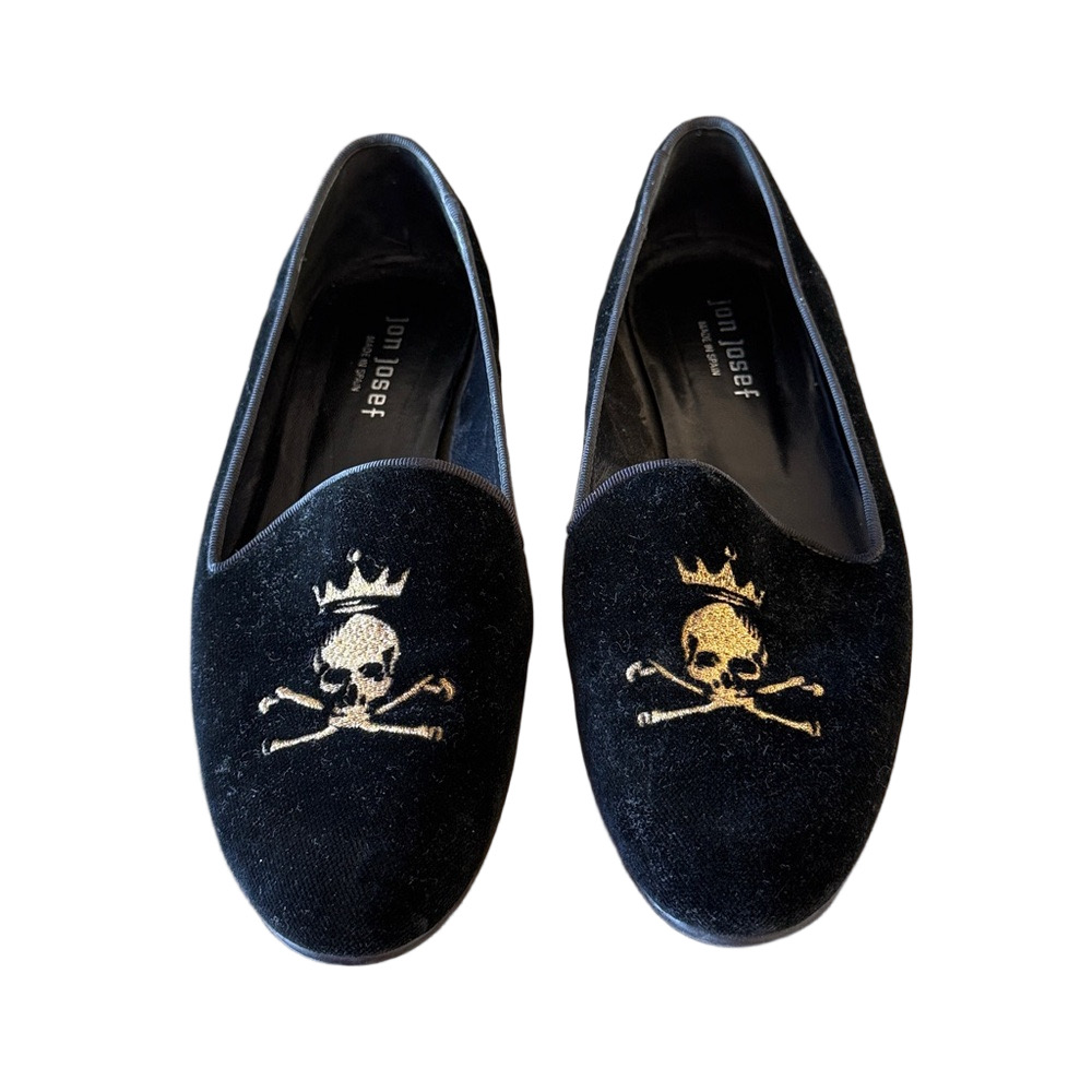Jon Josef black velvet loafers